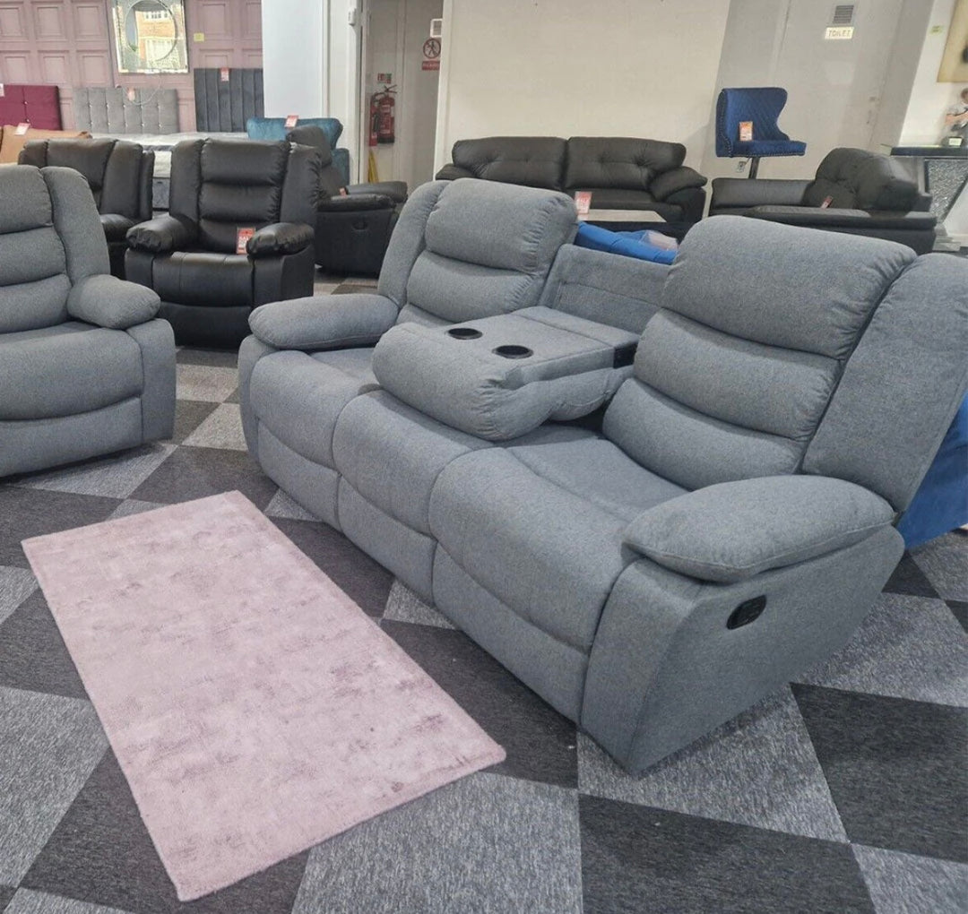 Sorrento Grey Fabric 3+2 Recliner Set