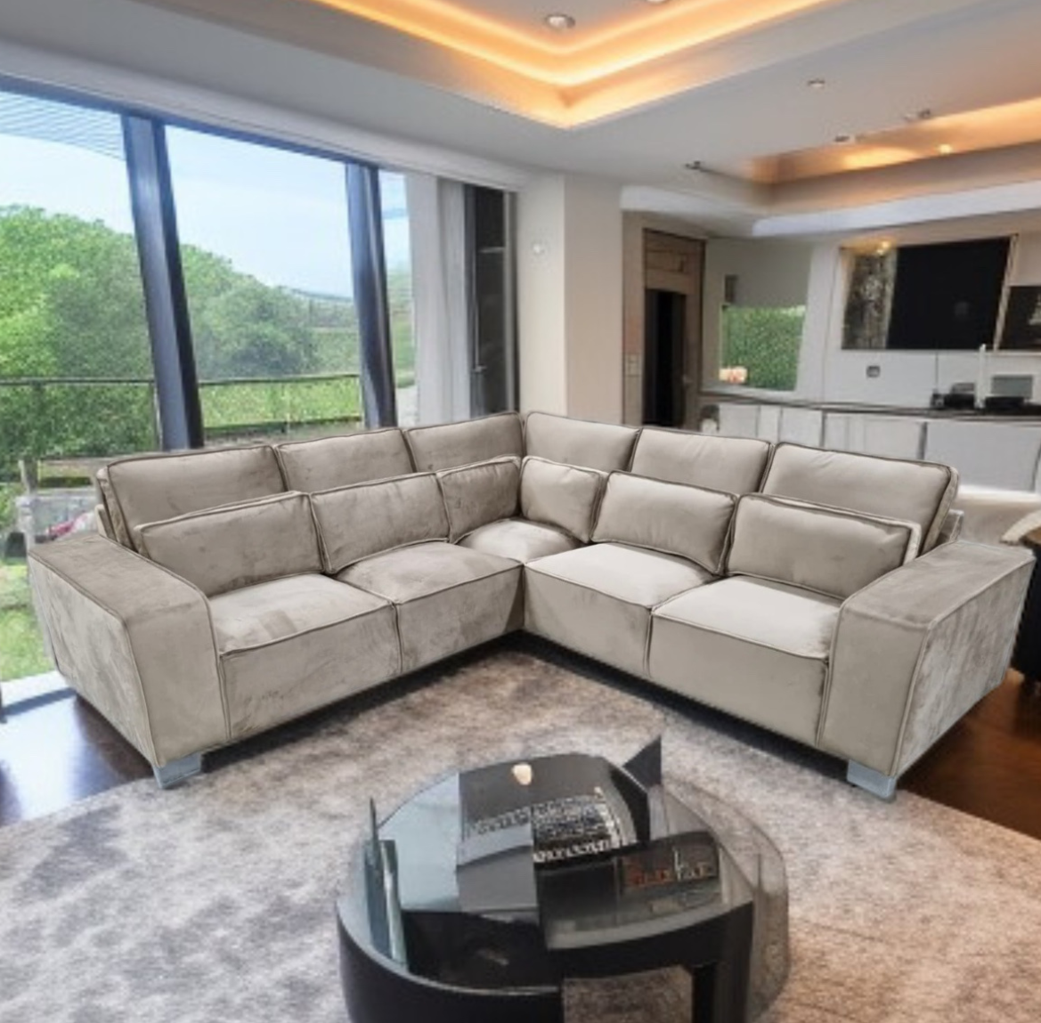 Sloanne Velvet Corner Sofa